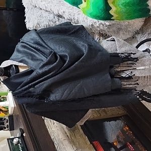 Scarf Accessory Head hair cover shoulder Wrap D&Y Fringe Black Gray